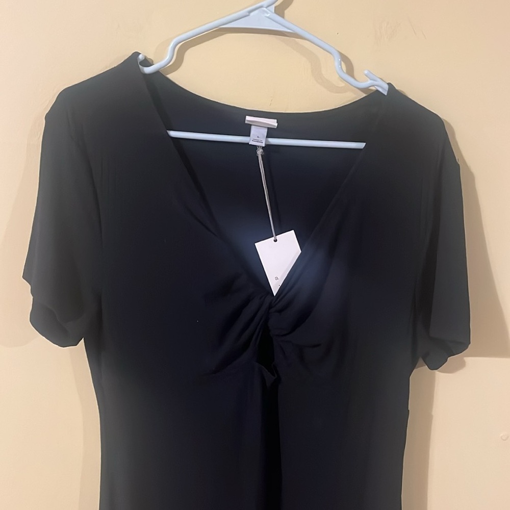 NWT A New Day Black Midi Dress with Front Twist Cutout - Picture 2 of 6